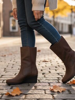 UGG Brown Suede Wedge Mid-Calf Boot
